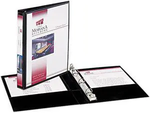 Avery AVE27725 Mini Size Durable View Binder w/Round Rings, 8 1/2 x 5 1/2, 1/2" Cap, Black
