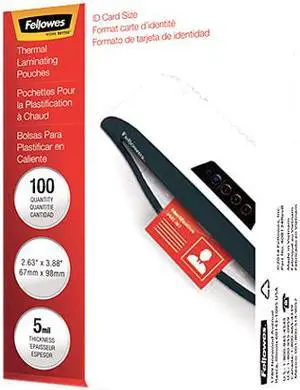 Fellowes 52015 Glossy Pouches - ID Tag Not Punched, 5 mil, 100 pack