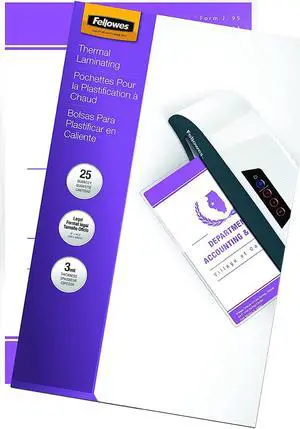Fellowes Glossy Pouches, Legal, 3 Ml, 25/Pack