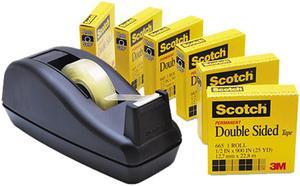Scotch 665 Double-Sided Permanent Tape with C40 Dispenser 1/2" x 900" Clear 6