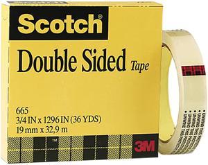 665 Double-Sided Office Tape, 3/4" X 36 Yards, 3" Core, Clear