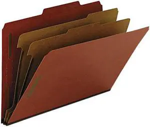 Pressboard Classification Folder, 2" Exp, 2 Dividers, Legal, Red, 10/B