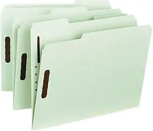 Smead Recycled Pressboard Fastener Folders Letter 1" Exp. Gray/Green 25/Box 15003