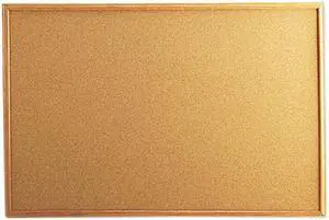 UNIVERSAL Cork Board with Oak Style Frame 36 x 24 Natural Oak-Finished Frame 43603