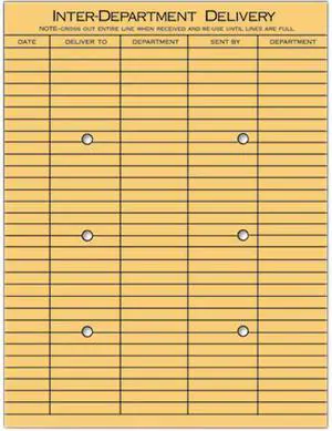 Light Brown Kraft String & Button Interoffice Envelope, 10 X 13, 100/B