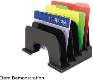 UNIVERSAL Large Incline Sorter Five Sections Plastic 13 1/4 x 9 x 9 Black 08105