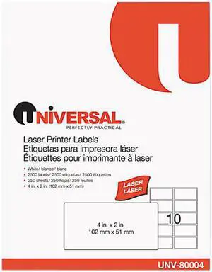 Laser Printer Permanent Labels, 2 X 4, White, 2500/Box
