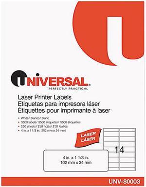 Laser Printer Permanent Labels, 1-1/3 X 4, White, 3500/Box