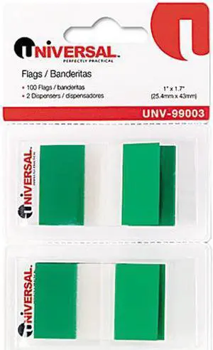 Page Flags, Green, 50 Flags/Dispenser, 2 Dispensers/Pack