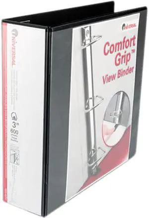 UNIVERSAL Push-Open Deluxe Plus D-Ring View Binder 3" Capacity 8-1/2 x 11 Black 30751