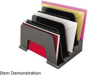 UNIVERSAL Incline Sorter Five Sections Plastic 8 x 5 1/2 x 6 Black 08104
