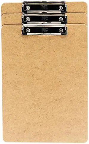 UNIVERSAL Hardboard Clipboard 1/2" Capacity Holds 8 1/2w x 14h Brown 3/Pack 05563