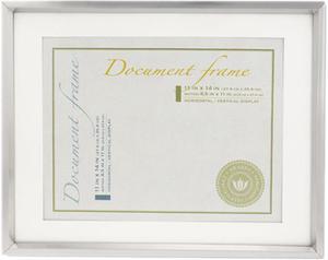 Plastic Document Frame For 11 X 14 Insert W/Mat, Metallic Silver