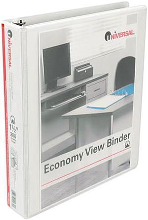 UNIVERSAL Economy Round Ring View Binder 1-1/2" Capacity White 20972
