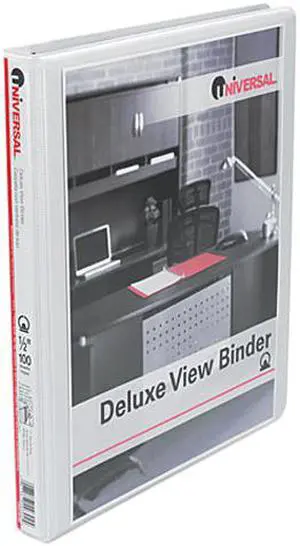 UNIVERSAL Deluxe Round Ring View Binder 1/2" Capacity White 20702