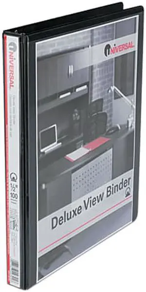 UNIVERSAL Deluxe Round Ring View Binder 1/2" Capacity Black 20701