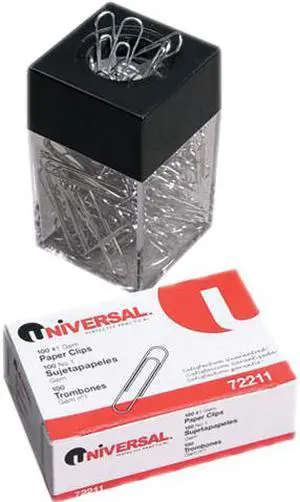 Universal Paper Clips w/Magnetic Dispenser Wire 1 3/8" Silver 12/100 Carton Boxes 72211
