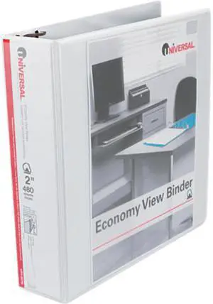 UNIVERSAL Slant-Ring Economy View Binder 2" Capacity White 20746