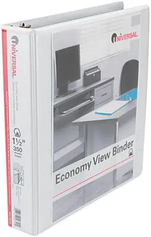 UNIVERSAL Slant-Ring Economy View Binder 1-1/2" Capacity White 20744