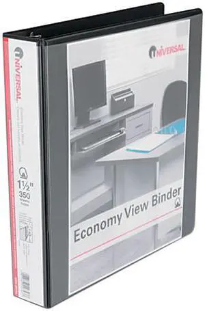 UNIVERSAL Slant-Ring Economy View Binder 1-1/2" Capacity Black 20743