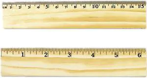 Universal Flat Wood Ruler w/Double Metal Edge 12" Clear Lacquer Finish 59021