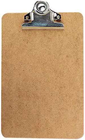 UNIVERSAL Hardboard Clipboard 3/4" Capacity Holds 5w x 8h Brown 05610
