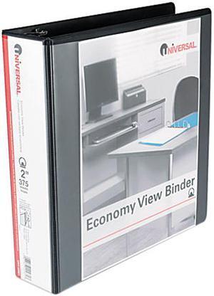 UNIVERSAL Economy Round Ring View Binder 2" Capacity Black 20981