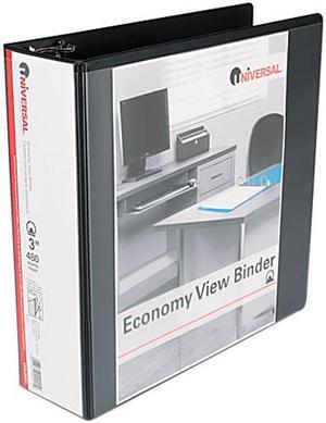 UNIVERSAL Economy Round Ring View Binder 3" Capacity Black 20991