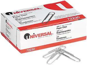 Universal Nonskid Paper Clips Wire No. 1 Silver 1000/Pack 72230