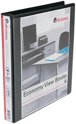 UNIVERSAL Slant-Ring Economy View Binder 1" Capacity Black 20741