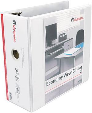 UNIVERSAL Slant-Ring Economy View Binder 5" Capacity White 20997
