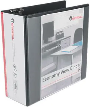 UNIVERSAL Slant-Ring Economy View Binder 4" Capacity Black 20995