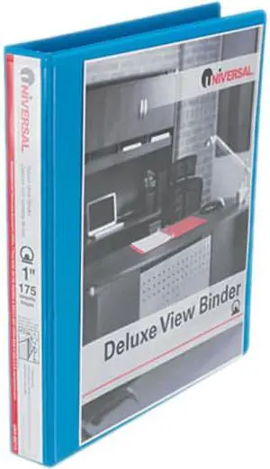 UNIVERSAL Deluxe Round Ring View Binder 1" Capacity Light Blue 20713