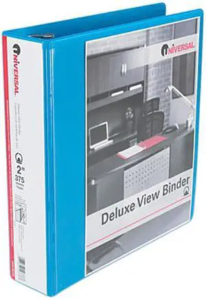 UNIVERSAL Deluxe Round Ring View Binder 2" Capacity Light Blue 20733