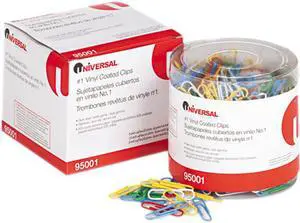 Universal Vinyl-Coated Wire Paper Clips No. 1 Assorted Colors 500/Pack 95001