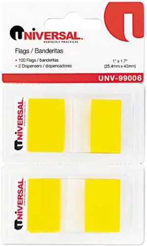 Page Flags, Yellow, 50 Flags/Dispenser, 2 Dispensers/Pack
