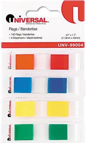 Page Flags, Assorted Colors, 35 Flags/Dispenser, 4 Dispensers/Pack