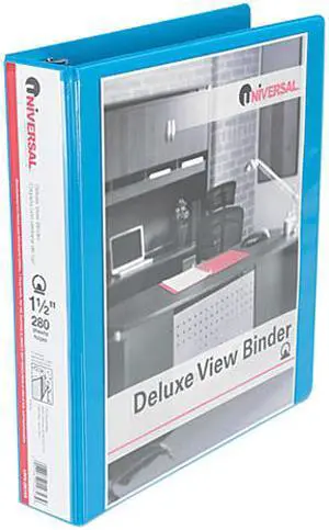 UNIVERSAL Deluxe Round Ring View Binder 1-1/2" Capacity Light Blue 20723
