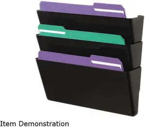 Recycled Wall File, Three Pocket, Plastic, Black