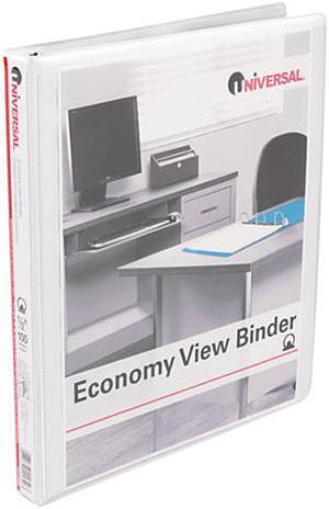 UNIVERSAL Economy Round Ring View Binder 1/2" Capacity White 20952