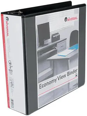 UNIVERSAL Slant-Ring Economy View Binder 3" Capacity Black 20747
