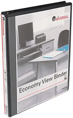 UNIVERSAL Economy Round Ring View Binder 1/2" Capacity Black 20951