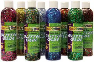 Glitter Glue Chip Class Pack, Assorted Colors, 8 Oz Bottles, 8/Pack