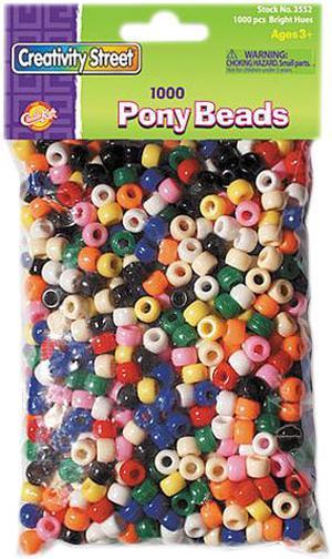 Pony Beads, Plastic, 6Mm X 9Mm, Assorted Colors, 1000/Pack