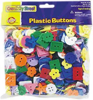 Plastic Buttons,1 lb., Assorted Sizes/Shapes/Colors