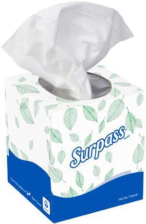 Surpass Boutique Facial Tissue Cube (21320), 2-Ply, White, Unscented, 110 Face Tissue / Box, 36 Boxes / Case