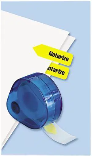 Arrow Page Flags In Dispenser, "Notarize", Yellow, 120 Flags/Dispenser
