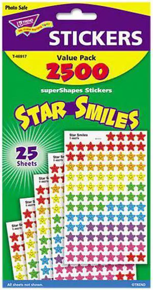 Trend Sticker Assortment Pack, Smiling Star, Assorted Colors, 2,500/Pack T46917