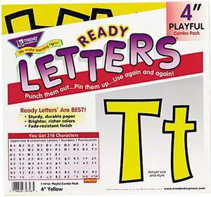 Ready Letters Playful Combo Set, Yellow, 4"h, 216/Set