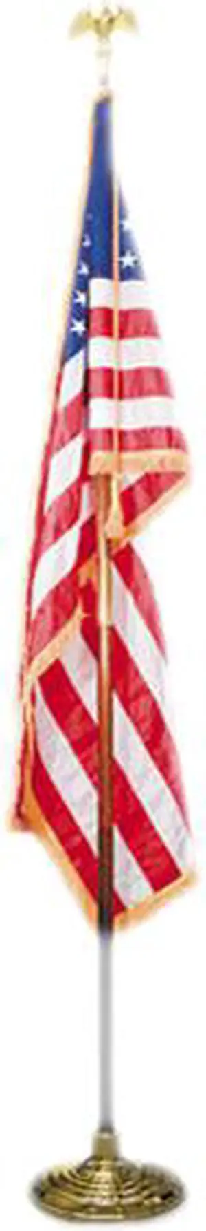 Deluxe 3 Ft X 5 Ft U.s. Flag, 8 Ft Oak Staff, 2" Gold Fringe, 7" Goldtone Eagle